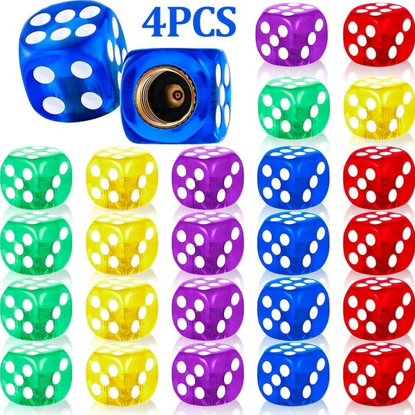 4pcs Dice Shape Wheel Tire Valve Air Stem Cap Cover Universal for Car Truck Motorcycle Bike