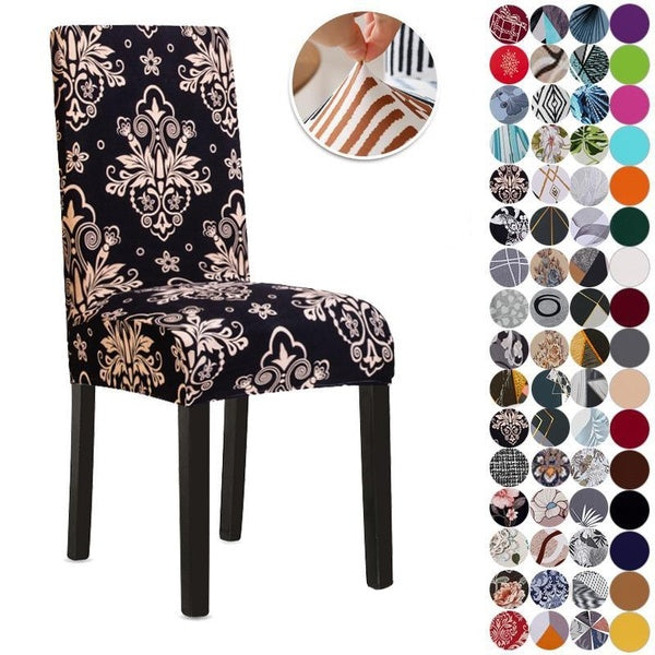 64 Modern Printed Elastic Chair Covers, Elastic Chair Covers, Removable and Washable, Used In Banquets, Hotels and Restaurants, 2-4-6 Pieces.