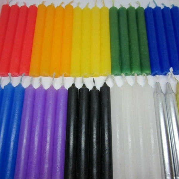Spell Candles 4" Set Of 4 Available In 12 Colors. Mini Taper Magic Ritual Chime
