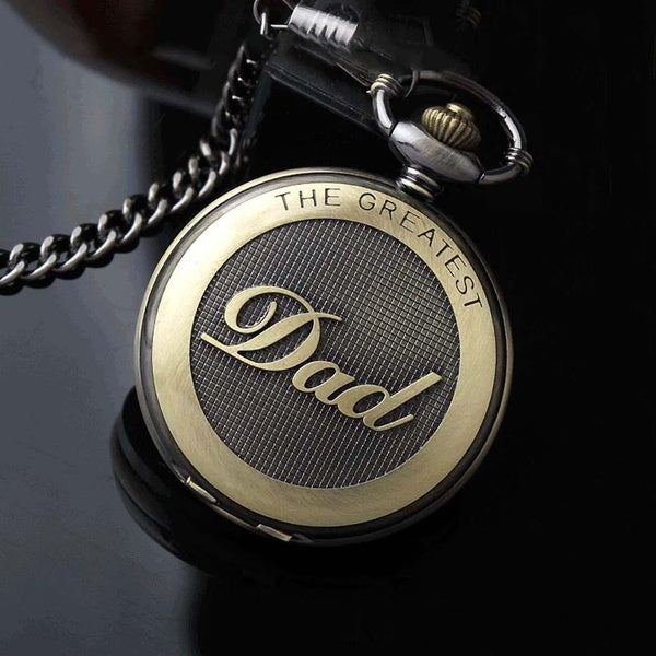 Cadeaux d'anniversaire pour hommes de montre à quartz de poche grand-père en bronze de mode