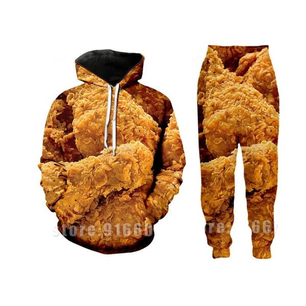 New Fashion Mens-Womens Fried Chicken Nuggets Funny 3D Print Hoodie+Pants