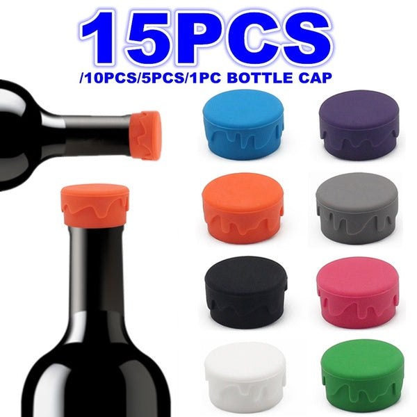 1-5-10-15PCS Reusable Silicone Wine Stopper Leak Free Fresh Keeping Sealers Beer Beverage Champagne Red Wine Bottle Cap Home Kitchen Accessories Bar