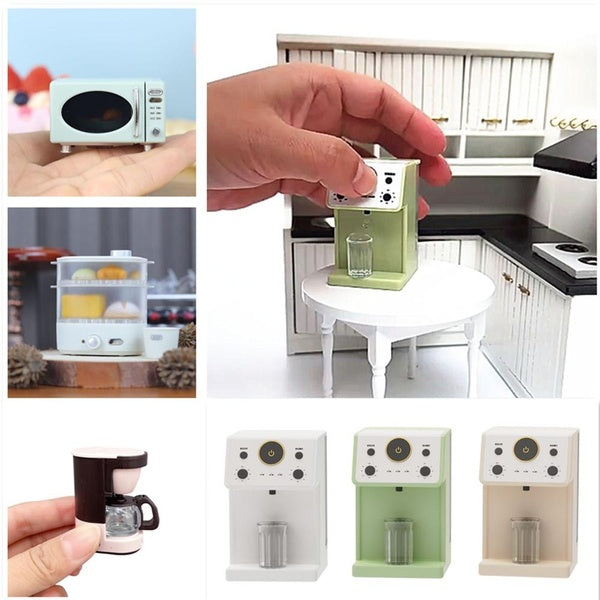 1:12 Dollhouse Kitchen Appliances Min Water Dispenser-Electric Steamer-Microwave Oven-Coffee Machine 1:6 Doll House Miniatures Scene Kids Toy