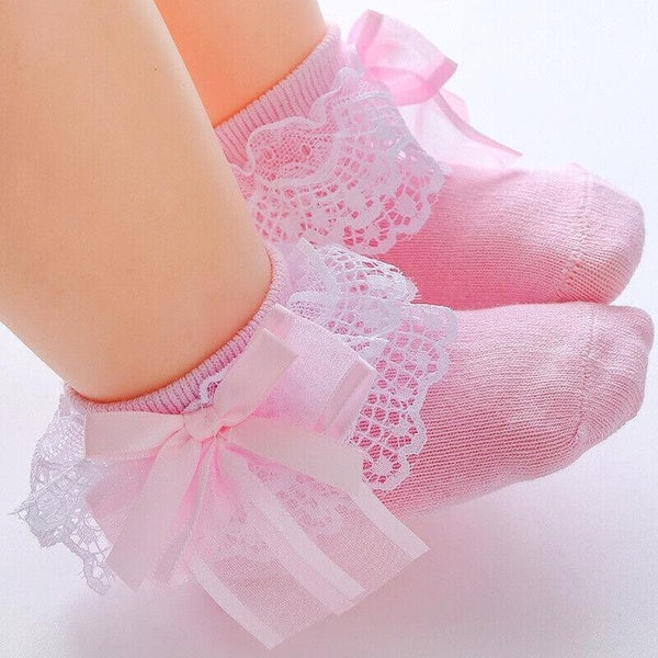 Baby Girls Lace Ruffle Frilly Princess Cotton Socks Newborn Infant