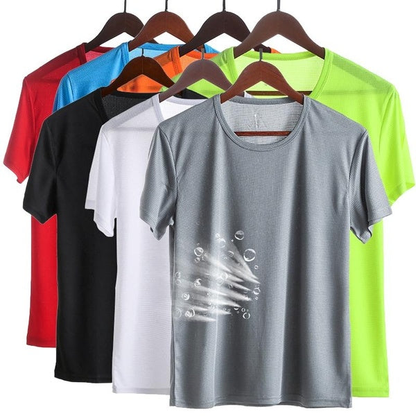 T-shirt de sport à manches courtes pour homme, été en maille respirante évacuant l'humidité, débardeur de fitness actif, doux et confortable, t-shirt