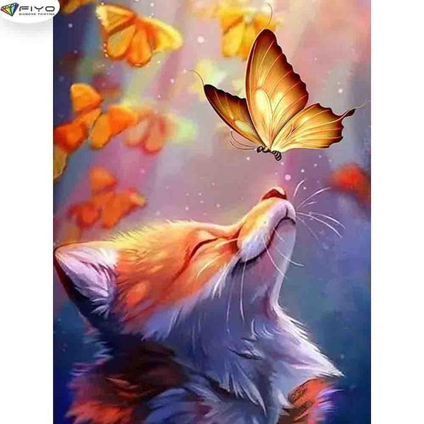 FIYO Fox DIY 5D Diamond Painting Full Drill with Number Kits Maison et Cuisine Mode Mosaïque Diamant Peinture Toile Décoration Murale Cadeau Artisana