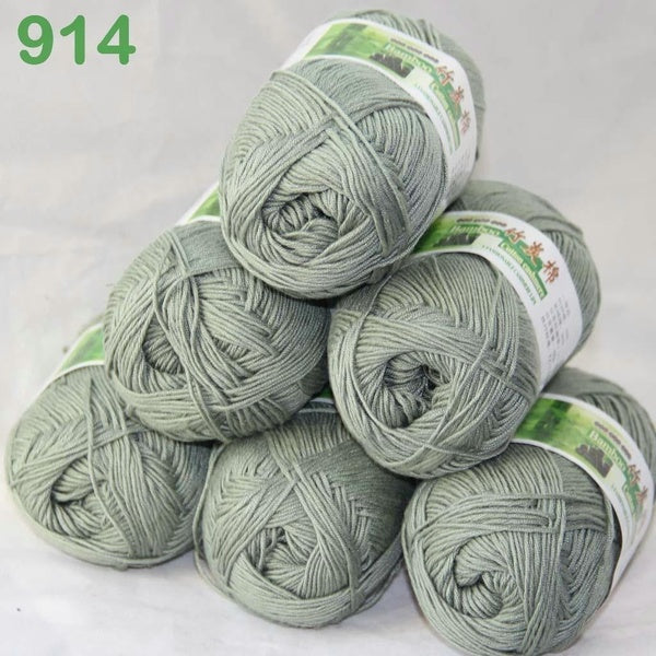 Sale 50gX6Balls Super Soft Worsted Natural Bamboo Cotton Knitting Yarn 914 PaleOlive Professional sales of yarn, please pay attention to the store ca