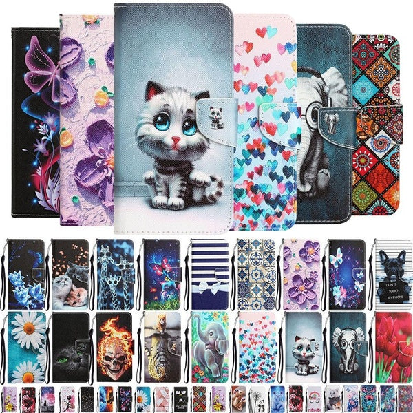 A15 Leather Case For Samsung Galaxy A15 Flip Wallet Card Slot Holder Fashion Cartoon Painted Phone Book Cover