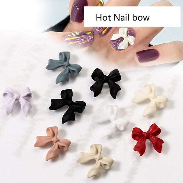 Noir Blanc Arc Résine Nail Art Décorations 3D Bowknot Nail Charme Ornement Bijoux DIY Manucure Conception Classique Accessoires