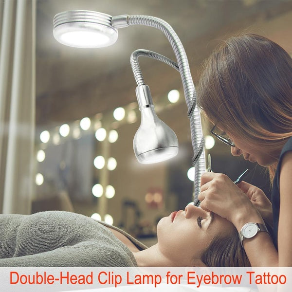 Creative 2 in 1 Clip Table Lamp Design USB Adjustable Cold White Desk Light for Eyebrow Tattoo Nail Art Beauty Makeup Fishing