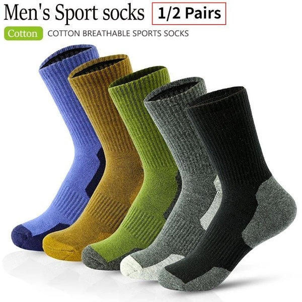 Men Socks Cotton Breathable Long Business Harajuku Socks Solid Gentleman Sox Sokken Outdoor Sports 1-2 Pairs-Lot Socks Gift