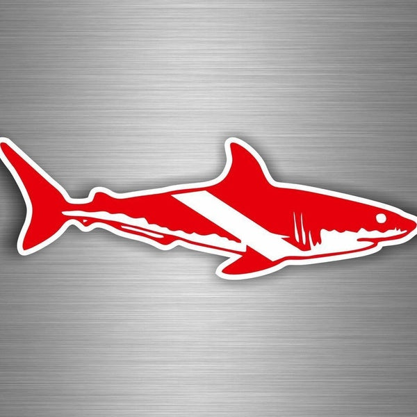 Vinyl Car Bumper Shark Laptop Sticker Window Door Applique Diving Diver Scuba Diving Flag Sticker