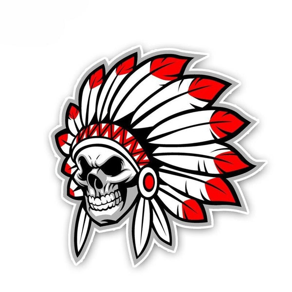 11.9CM*12CM Motorcycle Skull Native Indian Helmet Creative Car Sticker Decal 6-2488