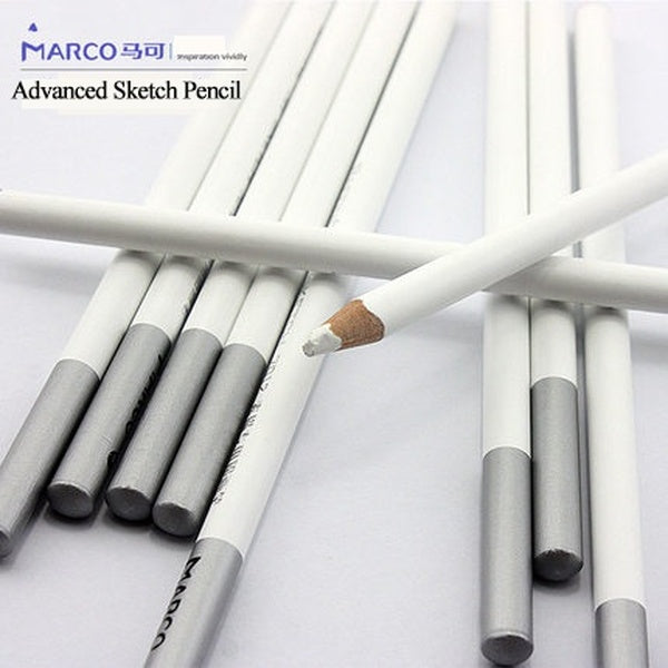 Marco 6Pcs White Brown Colored Drawing Sketch Pencil Non-toxic Pastel Strong Mixing Ability Art Crafts Advanced Sketch Pencil