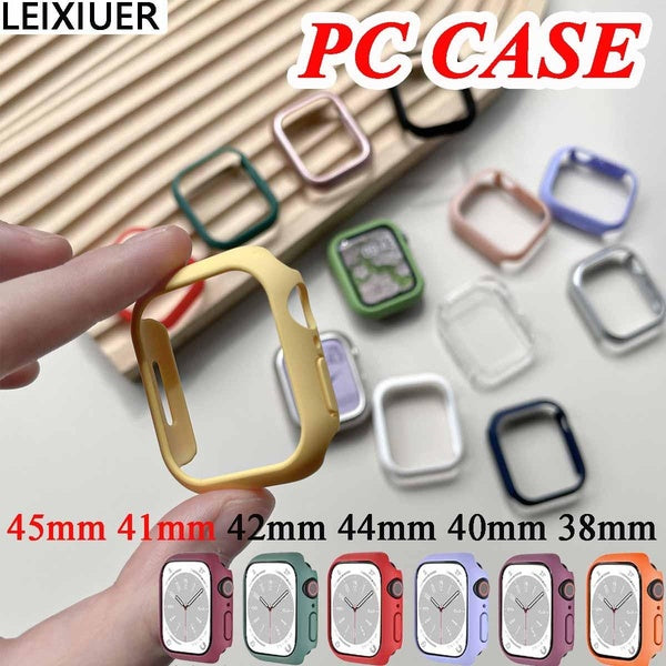 LEIXIUER PC Cover Case for Apple Watch 8 7 41mm 45mm SE 6 44mm 40mm 42mm 38mm Bumper Screen Protector Accessories case for iWatch series 5 4 3 2 1(Wi