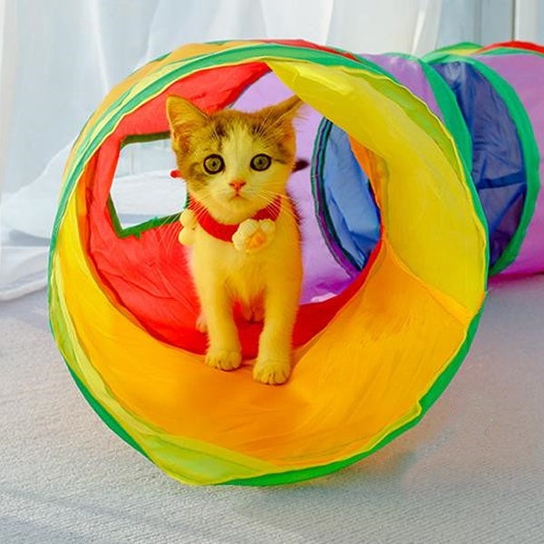 Cat Tunnel Cat Chute Cat Tube Toy, Collapsible Rainbow S-Tunnel for Indoor Cat, Play Tunnels for Puppy, Kitty, Kitten, Rabbit
