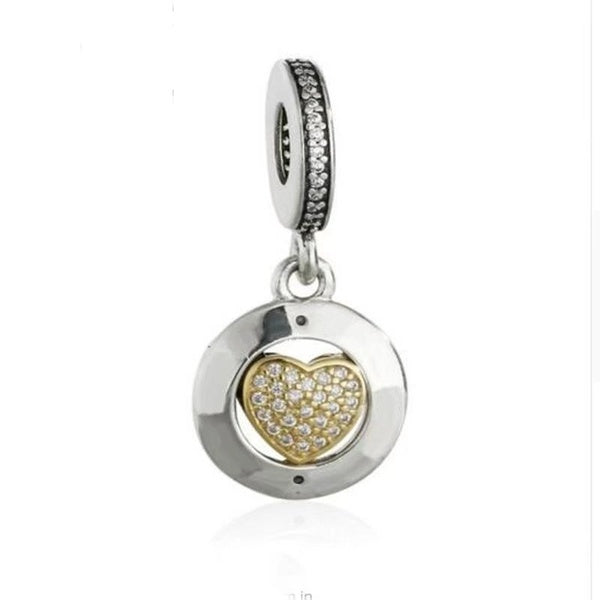 Charme suspendu en forme de caur de marque célèbre en argent sterling 925