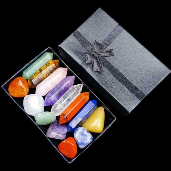 7-14 pièces Kit de cristaux de guérison Reiki cristal naturel Quartz pierre perles décoration bricolage Yoga méditation spirituel Reiki équilibrage