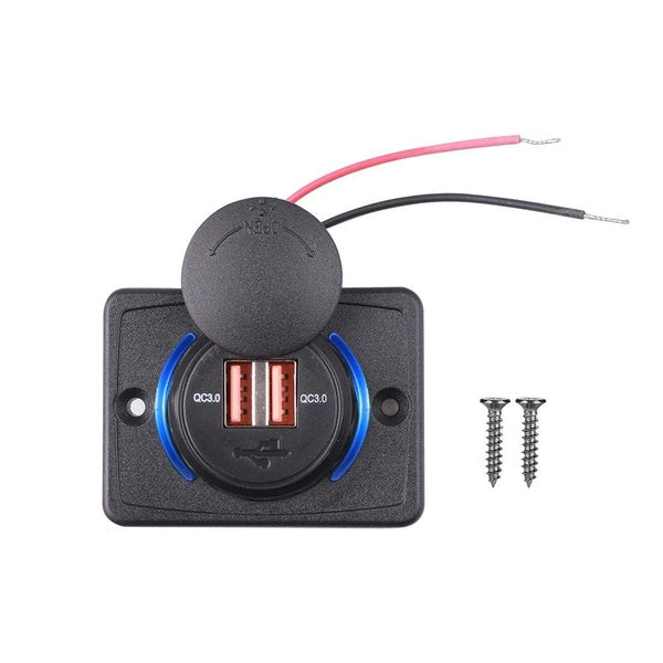 Dual USB 5V 3.1A QC 3.0 Motorcycle Car Charger Power Socket Phone Charger Adapter Panel For Car 12V 24V Boat Bus Chair Waterproof DIY