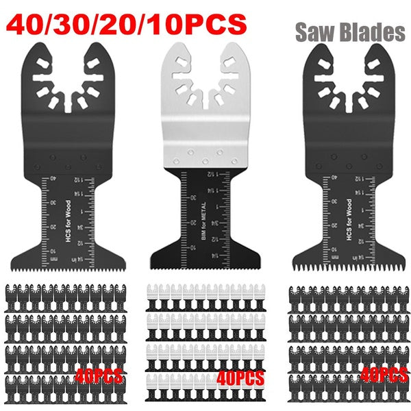 40-30-20-10PCS Multitool Blades Carbon Steel Coarse Cutter Saw Blades Bi-metal Oscillating Saw Blades Quick Release Oscillating Blades High Precision