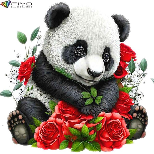 FIYO Panda DIY 5D Diamond Painting Full Drill with Number Kits Home and Kitchen Fashion Cross Stitch Embroidery Paintings Canvas Pictures Wall Decora