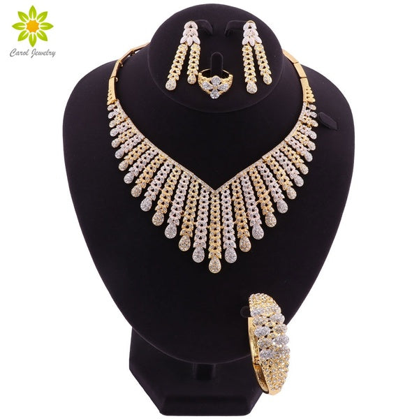 Jewelry Sets For Women African Bridal Gold Plated Necklace Earrings Set Dubai Wedding Ethiopian Fashion Costume Jewellery