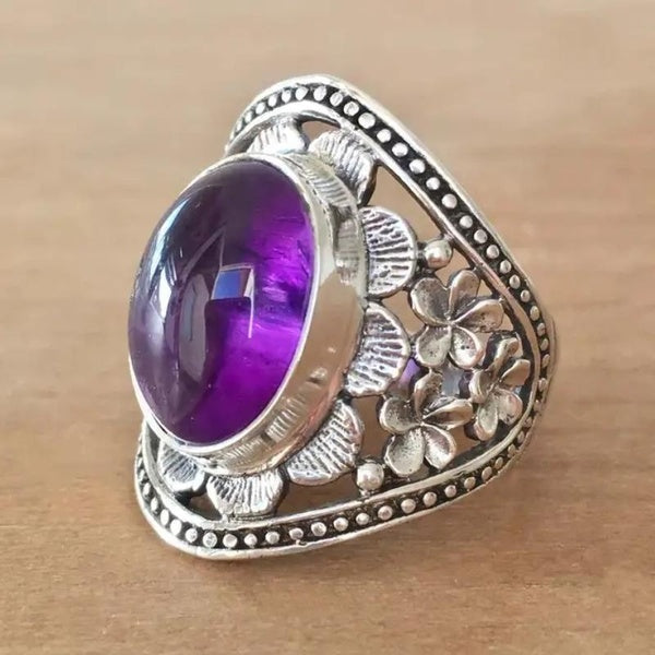 Anneaux de pierres précieuses de luxe 95 anneaux d'améthyste ovale en argent sterling pour les femmes Weding Party Fashion Ring