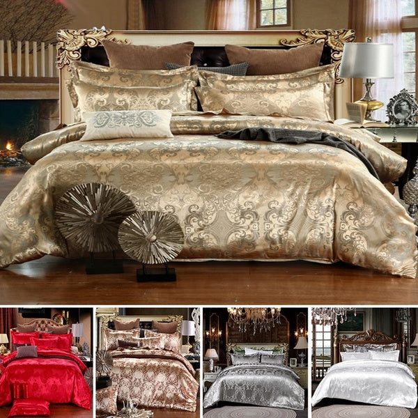 New Fashion Elegant Lace Jacquard Bedding Duvet Cover Sets Pillowcases Single Twin Double Full Queen King 7 Sizes Comforter Cover Set Bedding Sets 9