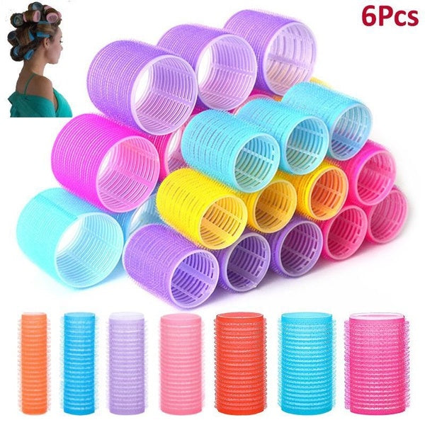 6 pièces machine à friser auto-adhésive paresseux Air frange Tube à friser huit Figure frange outils de soin des cheveux bouclés