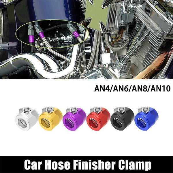 Hose Clamp AN4 AN6 AN8 AN10 Fuel Pipe Clip Oil Water Tube Hose Fittings Finisher Clamps Hex Finishers Silver-Black-Red-Blue-Purple-Gold