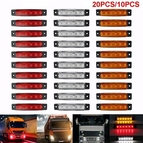 20-10PCS LED Side Marker Lights 6 LED Clearance Lamps for Truck Trailer RV Campervan Pickup Tractor Lorry SUV Boat 12V