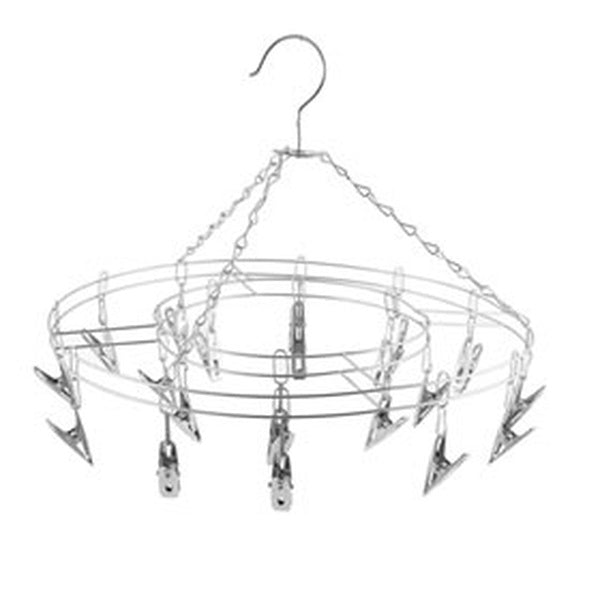 Home Laundry Socks Towels Clotheshorse 20 Pegs Hanger Metal Round Rack