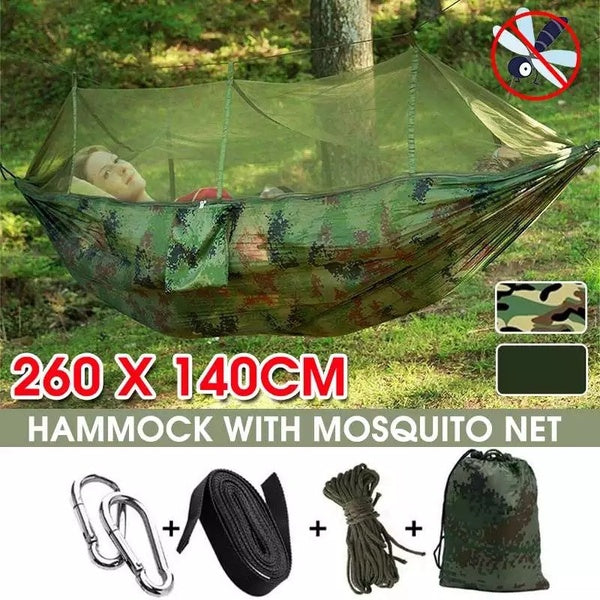 Double Personne Camping Hamac Balançoire Anti Moustique Moustiquaire Suspendu Hamac Ultra-Léger Chasse En Plein Air Touristique Portable Hamac Tente