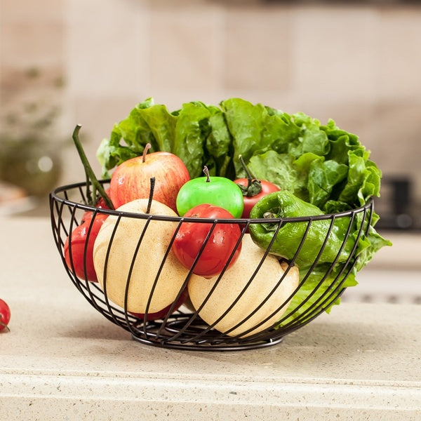 Iron Art Fruit Basket Simple Hollow Durable Fruit Storage Basket Creative Living Room Fruit Tray Household Fruit Bowl European and American Style