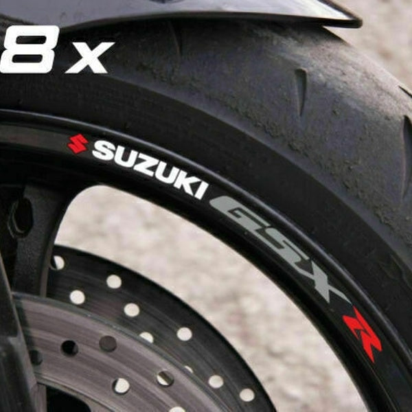 8x Suzuki GSX-R 600 750 1000 GSXR Small Wheel Decals Rim Stickers stipes fits