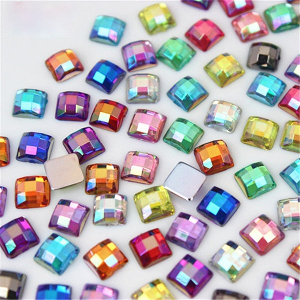 100pcs 5mm 3D Nail Art Square Stones Flatback Crystals Acrylic AB Rhinestone DIY Not Hotfix Face Decoration