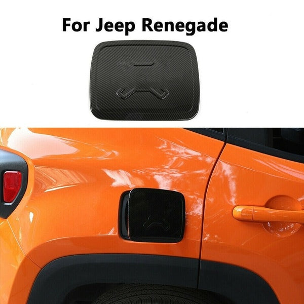 Fuel Filler Door Protector Cover Gas Tank Cap Trim for Jeep Renegade 2016+ Carbon Fiber Black