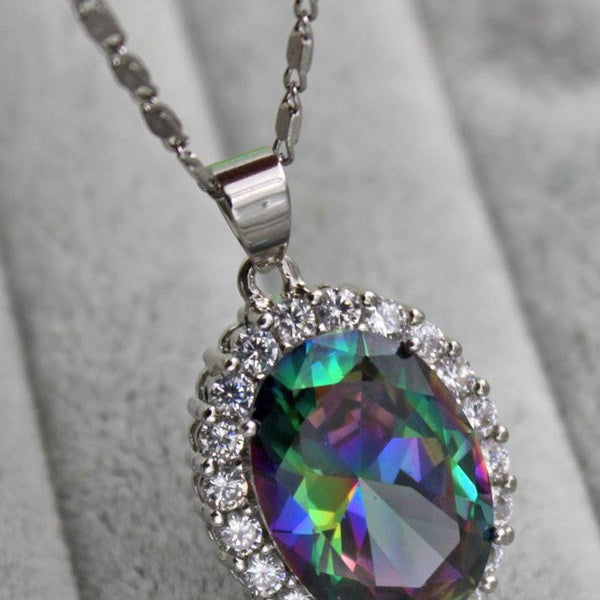 1 Pièce 1.3*1.5 cm Énormes Gemmes Ovale MYSTIQUE Arc-En-Ciel Topaze Zircon Cocktail Femmes Charme Bijoux Gemme Fête D'anniversaire Vacances Famille C