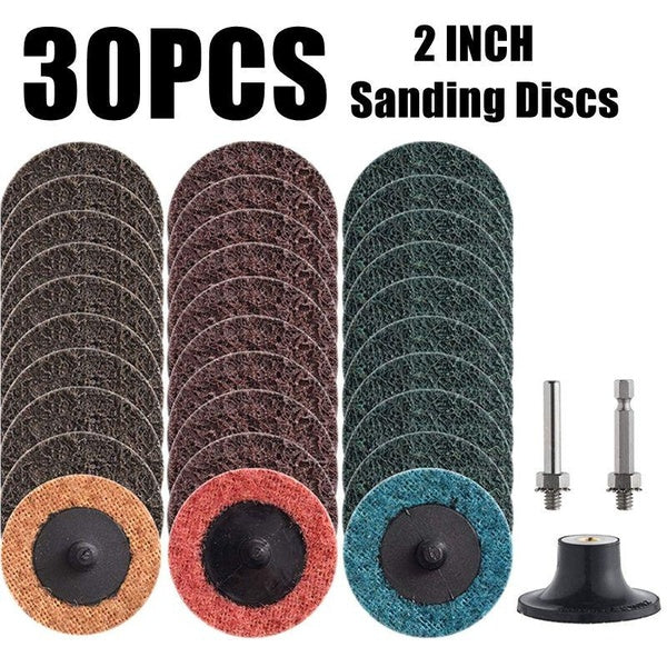 30 Pcs 2 Inch Nylon Quick Change Sanding Discs Set, with 1-4" Holders, Grinder Surface Conditioning Burr Rust Paint Removal