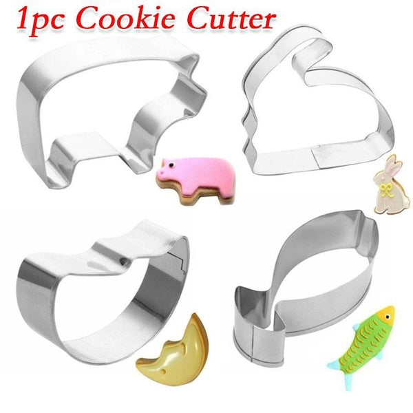 Lapin Cochon Chat Poisson Lune Formes Cookie Timbres En Acier Inoxydable Cookie Biscuit Décoration Moule Animal Forme Cookie Cutters