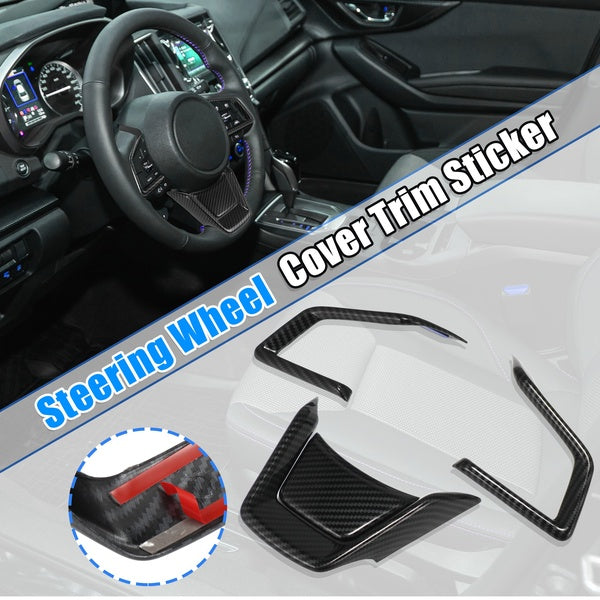 ABS Plastic Carbon Fiber Pattern Black Interior Steering Wheel Cover Trim Set for Subaru Forester Ascent Impreza Forester Outback Crosstrek Legacy XV