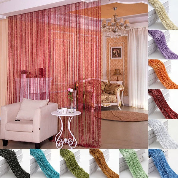 1*2 M Glitter String Door Curtain Beads Room Dividers Beaded Fringe Window Panel