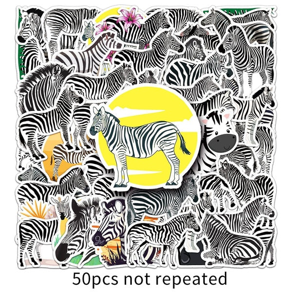 10-50Pcs Zebra Stickers African Animal Horse Graffiti Stickers for DIY Luggage Laptop Skateboard Motorcycle Bicycle Stickers