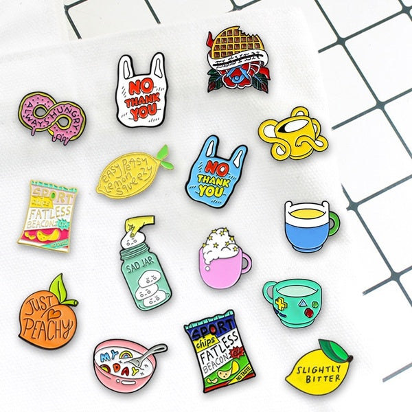 Creative mignon lait avoine chips de pommes de terre goutte d'huile broche denim sac badge meilleur ami fête cadeau