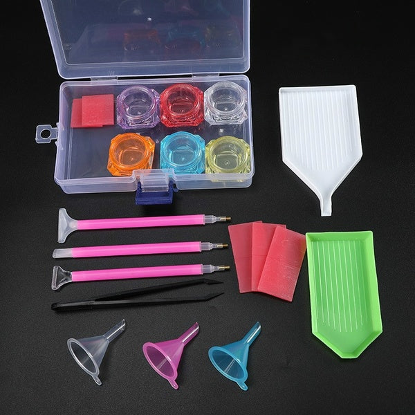 21Pcs-Set DIY Diamond Panting Tools Kits Diamond Embroidery Pen Tray Organizer Acccessories Set