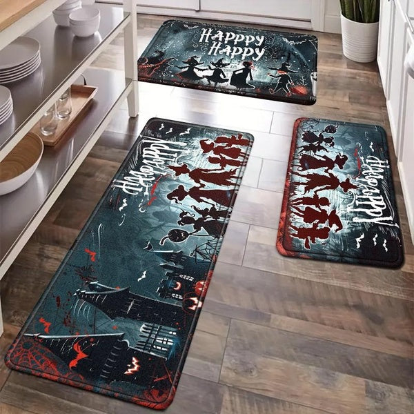 1pc Halloween Floor Mats Horrible Halloween Printed Party Decoration Mat Non Slip Machine Washable Floor Mats Quick Drying Shower Mat Festive Decorat