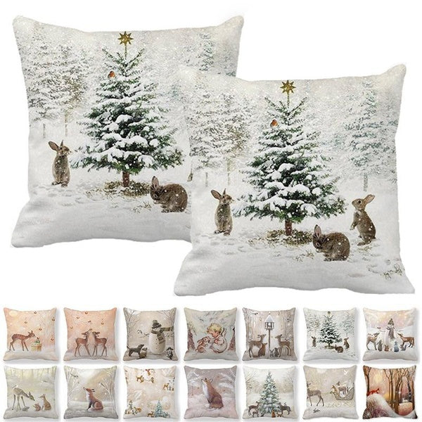 1pcs Christmas Pillow Cover 18 X 18 Inch Xmas Cushion Cover Winter Festive Party Pillow Christmas Decoration Zipper Pillowcase Home Decor for Sofa, O