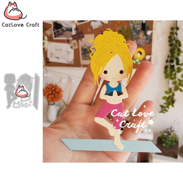 Catlove Sport Yoga Girl Metal Cutting Dies Scrapbooking Mold Stencil Die Cuts Card Making DIY Craft Embossing New Dies For 2021