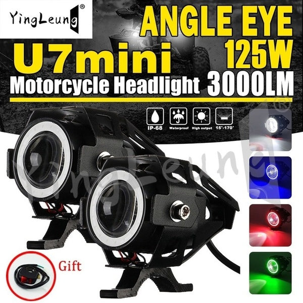 125W U7 Mini LED Projecteur de phare de moto Ampoules d'ange Phare de lampe de moto Scooter Lumières de moto Led Grow Light 12V Led antibrouillard In