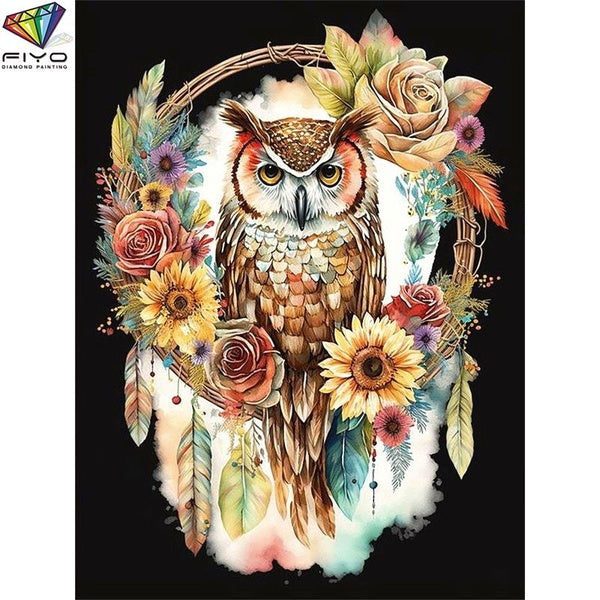 FIYO Dreamcatcher and Owl DIY 5D Diamond Painting Full Drill with Number Kits Home and Kitchen Fashion Mosaic Diamond Painting Canvas Wall Decoration